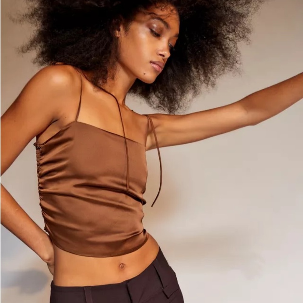 Bella Tie-Shoulder Brown Cami Small